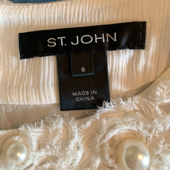 St. John Silk Blouse with Floral Details: 6 - Picture 3 of 4